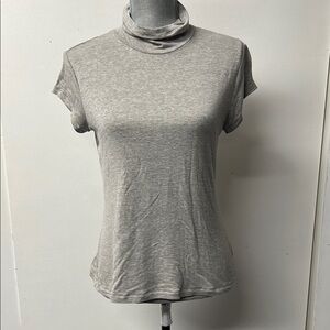 Gray cap sleeve soft Slinky Turtleneck Tee by cabi.